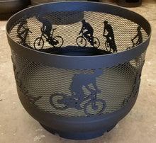 Charger l'image dans la galerie, Standard Size Carved Fire Pit - Cyclists - Muskoka Fire Pits