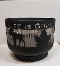 Charger l'image dans la galerie, Standard Size Carved Fire Pit - Life is Good - Muskoka Fire Pits
