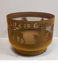 Charger l'image dans la galerie, Standard Size Carved Fire Pit - Life is Good - Muskoka Fire Pits