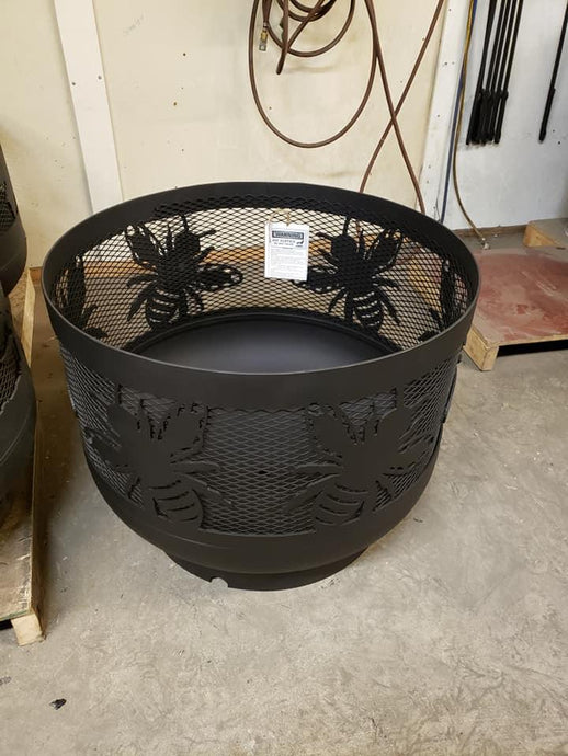 Standard Size Carved Fire Pit - Honey Bees - Muskoka Fire Pits