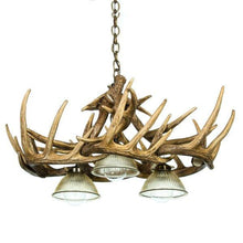 Load image into Gallery viewer, Whitetail Deer 10 Antler Chandelier with Downlights - Muskoka Fire Pits