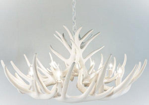 Whitetail Deer 12 Antler Cascade Chandelier - Muskoka Fire Pits