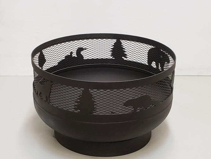 Low Profile Carved Fire Pit - Wild Life - Muskoka Fire Pits