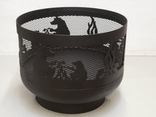 Load image into Gallery viewer, Standard Size Carved Fire Pit - Bears Roasting Marshmallows - Muskoka Fire Pits