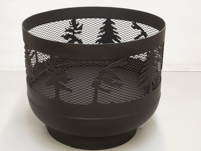 Mini Carved Fire Pit - Windswept Pine Trees - Muskoka Fire Pits