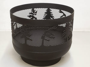 Standard Size Carved Fire Pit - Windswept Pine Trees - Muskoka Fire Pits