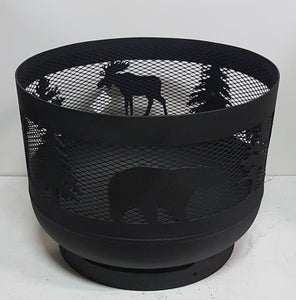 Standard Size Carved Fire Pit - Wild Life 1 - Muskoka Fire Pits