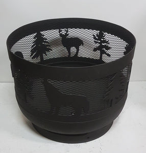 Standard Size Carved Fire Pit - Wild Life 1 - Muskoka Fire Pits