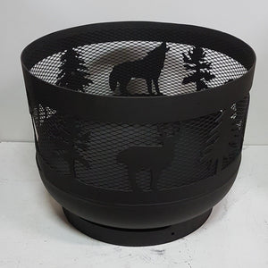 Standard Size Carved Fire Pit - Wild Life 1 - Muskoka Fire Pits