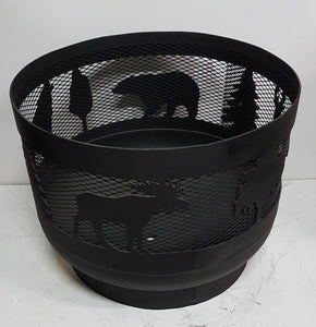 Standard Size Carved Fire Pit - Wild Life 1 - Muskoka Fire Pits