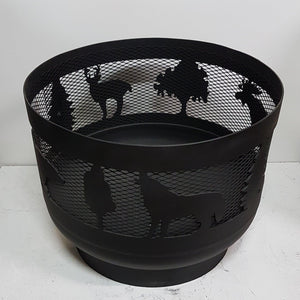 Standard Size Carved Fire Pit - Wild Life 1 - Muskoka Fire Pits