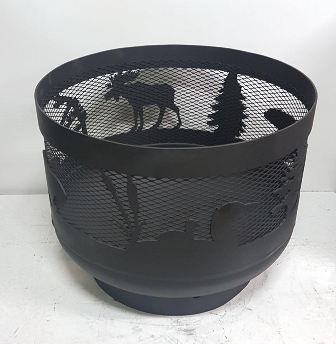 Standard Size Carved Fire Pit - Wild Life 2 - Muskoka Fire Pits