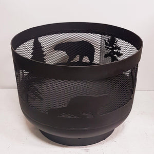 Standard Size Carved Fire Pit - Wild Life 2 - Muskoka Fire Pits