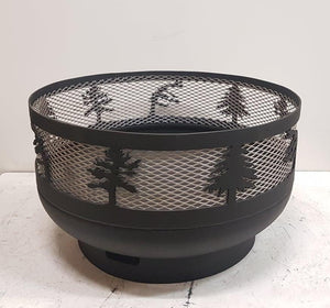 Low Profile Carved Fire Pit - Windswept Pine Trees - Muskoka Fire Pits