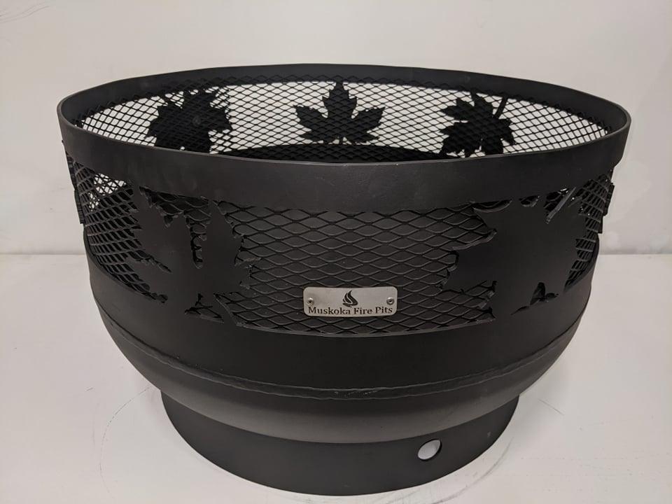 Low Profile Carved Fire Pit - Maple Leaf - Muskoka Fire Pits