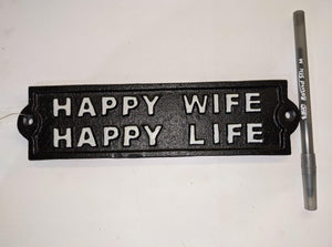 Cast Iron Sign: Happy Wife - Muskoka Fire Pits