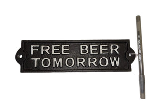 Cast Iron Sign: Free Beer - Muskoka Fire Pits