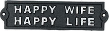 Load image into Gallery viewer, Cast Iron Sign: Happy Wife - Muskoka Fire Pits