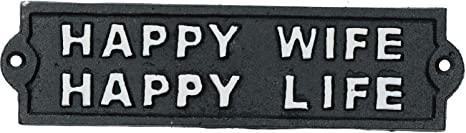 Cast Iron Sign: Happy Wife - Muskoka Fire Pits