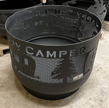 Load image into Gallery viewer, Standard Size Carved Fire Pit- The Happy Camper - Muskoka Fire Pits