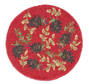 Rug Hooked Chair Pad- Red Pinecone - Muskoka Fire Pits