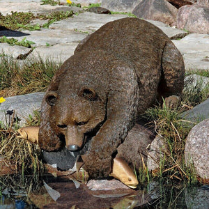 Outdoor Brown Bear Fishing Statue - Muskoka Fire Pits