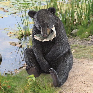 Outdoor Bear with Fish Statue - Muskoka Fire Pits