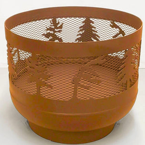 Standard Size Carved Fire Pit - Windswept Pine Trees - Muskoka Fire Pits