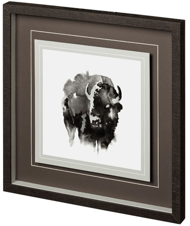 Framed Watercolor Buffalo- Artwork - Muskoka Fire Pits