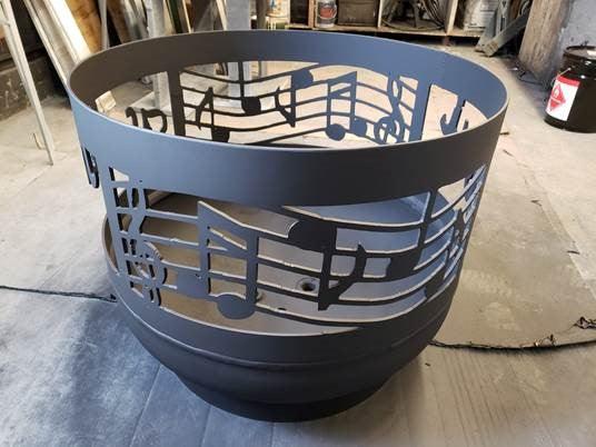 Standard Size Carved Fire Pit- Music Notes - Muskoka Fire Pits