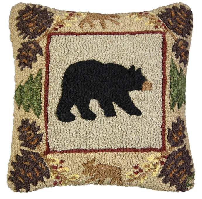 Large Black Bear & Cones Pillow - Muskoka Fire Pits