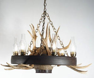 Wagon Wheel Mule Deer Antler Chandelier - Muskoka Fire Pits