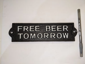 Cast Iron Sign: Free Beer