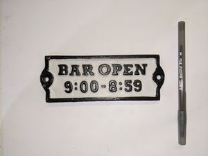 Cast Iron Sign: Bar Open