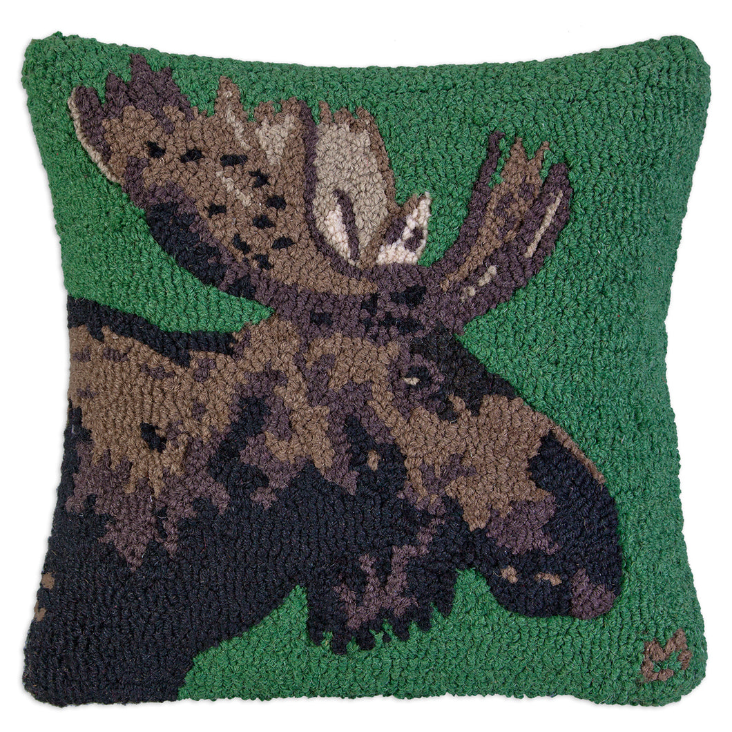 Large Green Moose Pillow