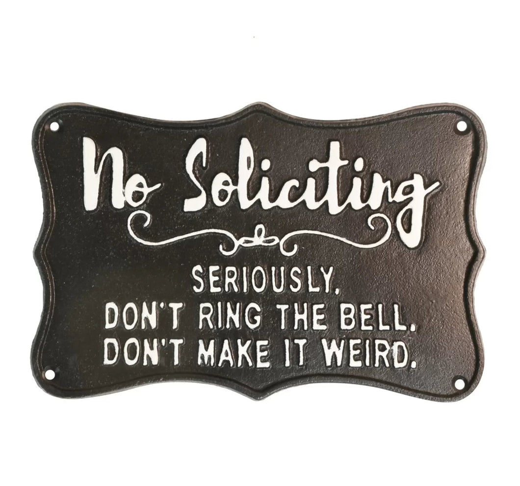 Cast Iron Sign: No Soliciting