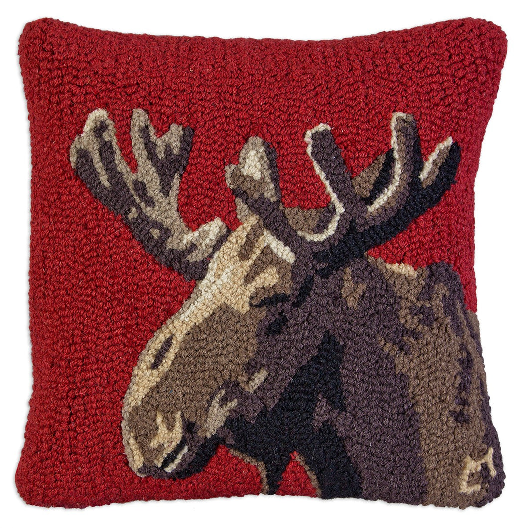 Large Moose on Red Pillow